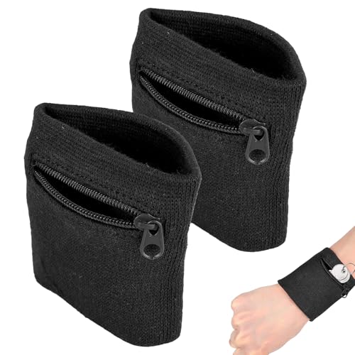 WOLMIK 2pcs Reißverschluss Handgelenk Beutel, Sport Turnhalle Basketball Armbänder, die Schweißbänder Laufen Lassen Handgelenk Verpackungs Geldbörse mit Reißverschluss Tasche für Schlüssel