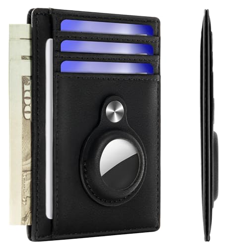 hawanik slim minimalist front pocket air tag wallet rfid blocking card holder wallet with airtag holder