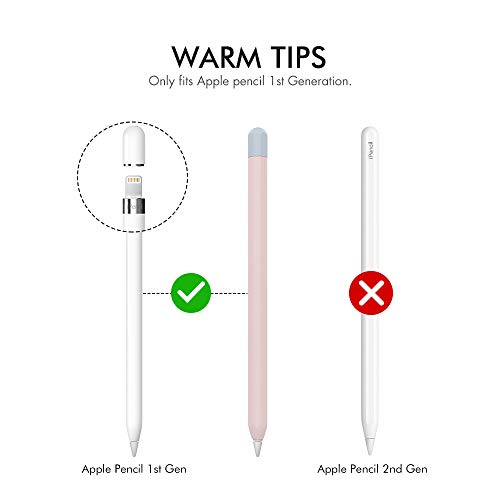 Image of AhaStyle Duotone Case Cover Silicone Sleeve Skin [ Added Cable Adapter Tether Kit] Compatible with Apple Pencil 1st Generation (Pink)