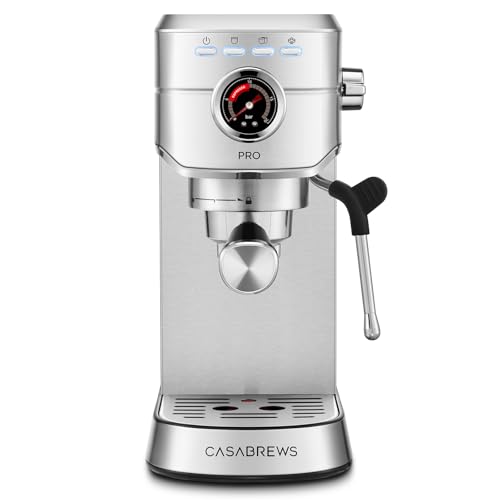 CASABREWS 5418 PRO Espresso Machine 20 Bar, Upgraded Espresso Maker with Powerful Steam Milk Frother, Stainless Steel Coffee Machine with Fast Heating System for Cappuccino, Latte, Silver