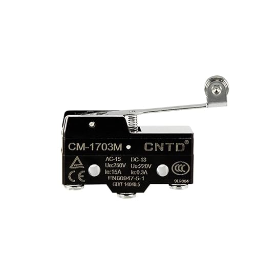 LZZAUTOS CM Series Industrial Limit Switch 15A 250V AC-15 0.3A 220V DC-13 Silver-Contact Roller Plunger Durable Sealed Structure for CNC Machine Tools & Automation Control Systems (CM-1703M)