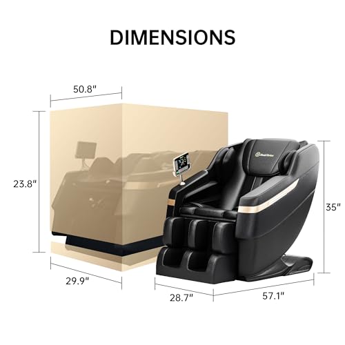 Real Relax Full Body Zero Gravity Massage Chair, Minimalist Installation Massage Chair, 6 Auto Modes, 8 Fixed Points Massage Rollers, Bluetooth Speaker, Suitable for 5.1-5.7Ft Height, Black