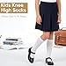 HONGTEYA Kids Girls Unisex Soft Knee High School Uniform Dress Socks, Seamless Toe, 3 Pack (US, Age, 10 Years, 14 Years, Bright white)