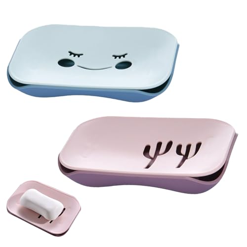 2 Piezas Jabonera De Drenaje, Jabonera Bonita de Diseño Antideslizante de Plástico, Creativa de Dibujos Animados, Caja de Jabón, Accesorios De Baño, Almacenamiento