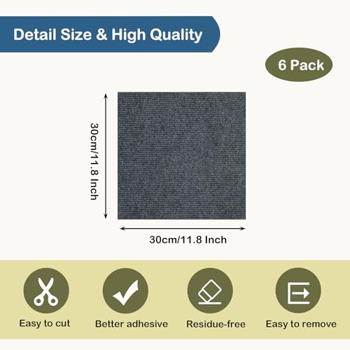 Mooydee Pacote com 6 tapetes para arranhar gatos de 30 x 30 cm, aparável, autoadesivo, arranhador, a