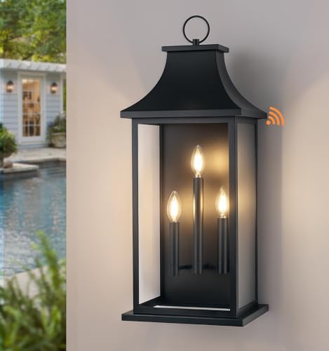 Image of 28'' Extra Large Dusk to Dawn Outdoor Lights, Black Exterior Wall Sconce