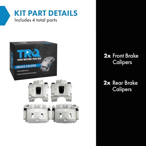 Image of TRQ Front and Rear Brake Caliper Set Zinc Coated Brackets Compatible with 2006-2010 Infiniti QX56 2006-2015 Nissan Armada 2008-2015 Nissan Titan