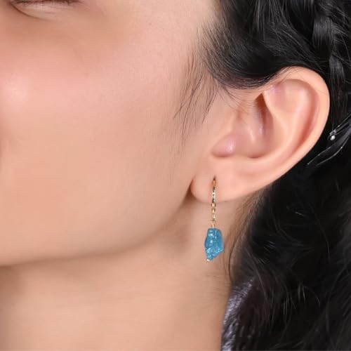 Gempires Handmade Gemstone Hoop Earrings Raw Crystal Dangle Jewelry Hypoallergenic Gold Plated Lightweight Elegant Jewelry Gifts For Women2