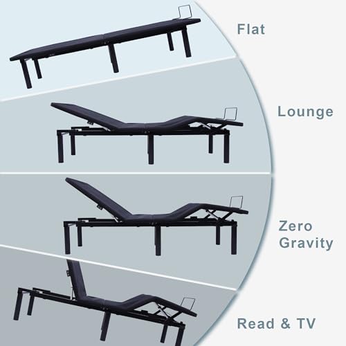 Fromann Adjustable Bed Frame Full Bed Base, Head & Foot Incline, USB Ports, Zero Gravity, Nightlight, 3-Heights Adjustable Legs, No Tools Assembly - Thumbnail 4