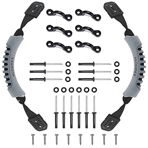 HLOGREE Kayak Handles 2 Pack Kayak Carry Handle with Rivets Kayak Replacement Handles Kayak Handles for Emotion/Pelican/Hobie/Lifetime/sit on top/Ocean/Wilderness Accessories Kayak Parts - Grey