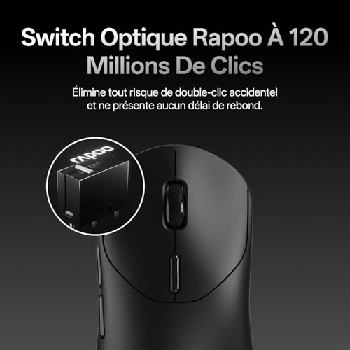 Rapoo VT2 Max Souris Gamer sans Fil, Capteur Optique 30K, Polling Rate Réel de 8000 Hz, Ultralégère 53g, 750 h d'autonomie, Jusqu'à 120 Millions de Clics, 10 Boutons Programmables avec Macros, Noir – vue 6