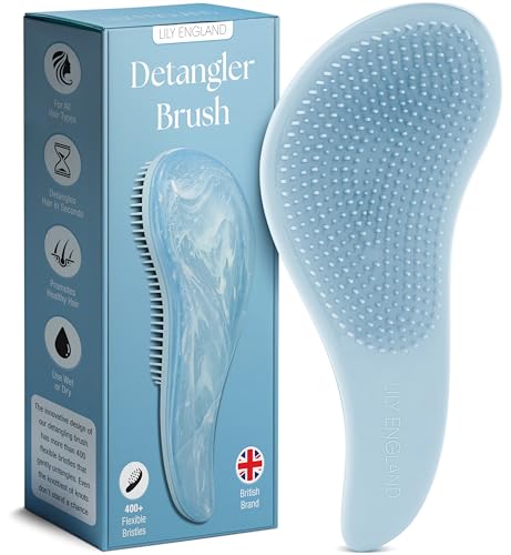 Cepillo de Pelo Desenredante Para Cabello Mojado, Seco, Fino, Grueso, Rizado - Mejor Cepillo Para Todo Tipo de Cabello - Regalo Ideal Para Mujeres y Niños ¡No Más Enredos! (Azul) - Lily England