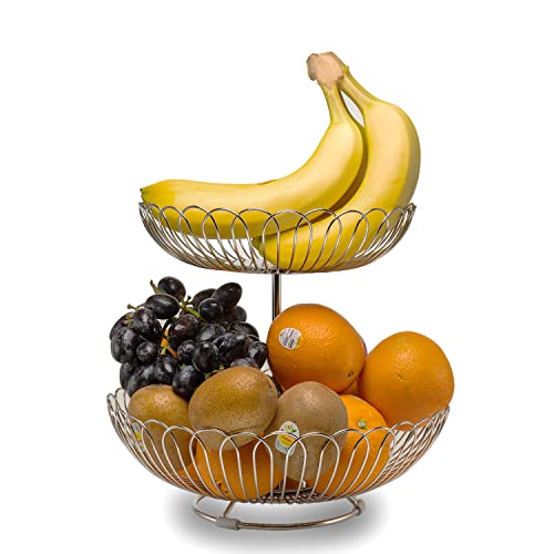 LANEJOY Fruit Basket Bowl Stainless Steel Fruit Storage Basket Wire Bowl for kitchen with Bread Vegetables (SGL0006)