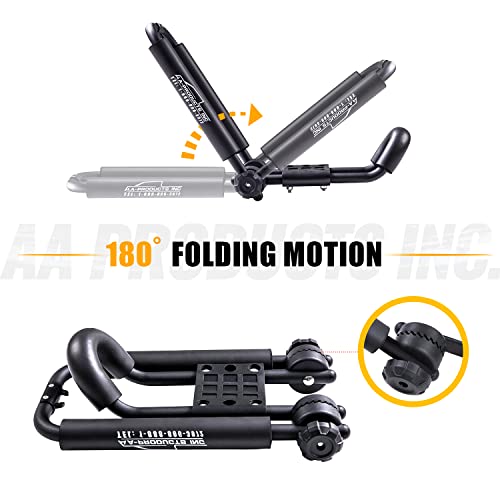 AA-Racks 2 Pair J-Bar Rack Roof Top Mount with 16 Ft Ratchet Lashing Straps, Folding Carrier for Your Canoe, SUP and Kayaks on SUV Car Truck - Thumbnail 5