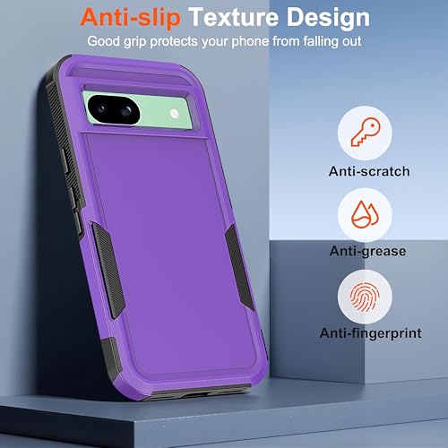 Coque Pixel 8A protection intégrale militaire violette avec films TPE HD - 4