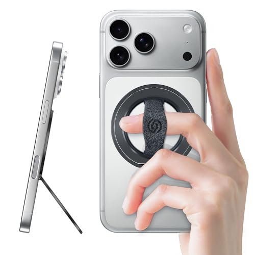 EWA MagOne 3rd Gen [Compatible with MagSafe] Phone Grip Stand with Finger Strap, Removable Magnetic Ring Holder Kickstand Loop for iPhone 17,16,15,14,13,12 Series (Black) by EWA - Used condition - US$15.11