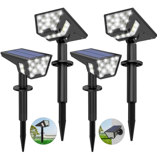 Spot solaire extérieur étanche IP67 Lot de 4 lampes 53 LED blanc froid pour jardin et cour