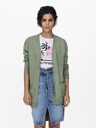 Only Onllesly L/S Open Cardigan Knt Noos Suéter Cardigan, Basil/Detail:W. Melange, XL Mujer - imagen 2