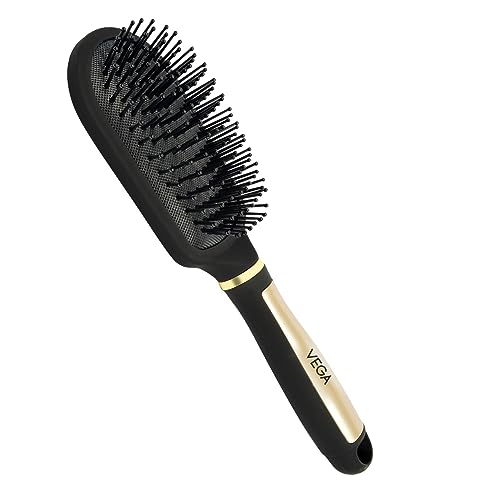 Image of Vega Cushioned Hair Brush (India's No.1* Hair Brush) with Gold and Black Colored Handle, (E14-CB)