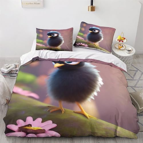 Parure de lit oiseau impression 3D haut de gamme en microfine douce King size