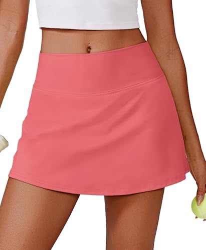 Image of PINSPARK Womens Tennis Skirt High Waisted Golf Skort with 2 Pockets Stretchy Athletic Skirts for Workout Pickleball Running