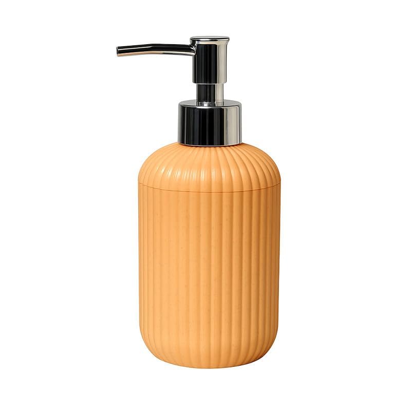 Image of 3PCS Set Bathroom Soap Dispenser Set with Toothbrush Holder and Vanity Tray Unbreakable (Peach)
