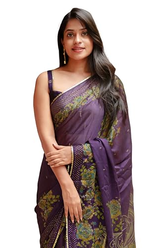 Image of MIRCHI FASHION Saree for Woman Chiffon Colorblock with Foil Work | Shimmer Festive Women's Sari for Wedding Functions and Ceremonies