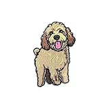 Roiseposie Goldendoodle Dog Patch, Cute Dog 3 Inches Iron On/Sew On Embroidered Applique Fabric Animal Smile Patches for Clothes Backpacks Hat Jeans, Dog Mom Embroidery Patches for Pet Lovers