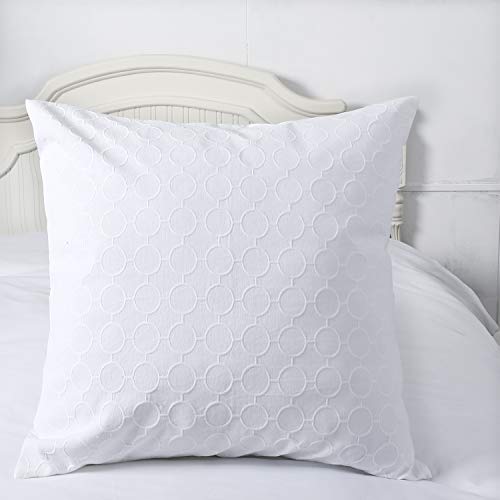 Euro Sham Covers White European Pillow Sham 26X26 Set Of 2 Textured Matelasse Polka Dot Weave Quilted Embroidered Farmhouse Decorative Cotton Brocade Large Square Pillow Covers #TOP2