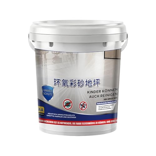 Pintura epoxi autonivelante para suelos – 5 kg de arena de color resistente al desgaste, revestimiento antideslizante para duchas interiores y exteriores, garajes, edificios de hormigón, casas
