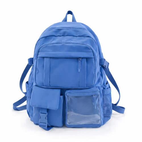 Mochila Feminina Multiuso Grande Capacidade Moderna Impermeável Escolar Passeio Viagem Trabalho com Vários Bolsos e Compartimentos Estilo Coreano (azul)