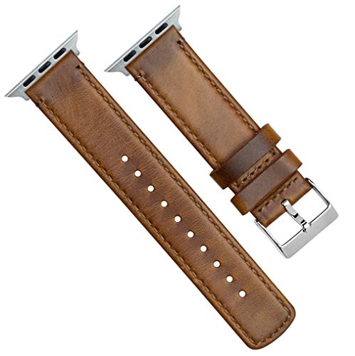 Image of BARTON WATCH BANDS - Top Grain Leather Watch Bands Compatible with Apple Watch Models - 1, 2, 3, 4, 5, 6, 7, 8, 9, 10, SE, Ultra & Ultra 2