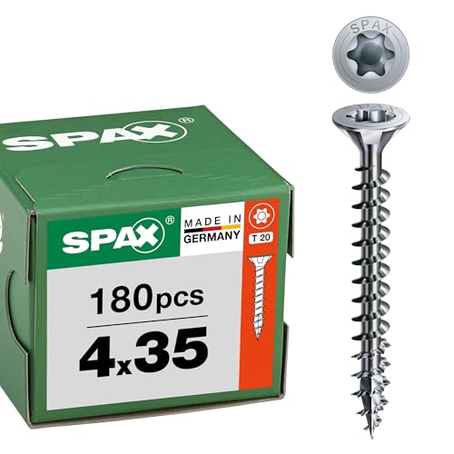 Spax Tornillo universal 4 x 35 mm, 180 piezas - Tornillos para madera, rosca completa, cabeza avellanada, T-Star Plus T20, punta 4CUT, revestimiento WIROX - 8000000287428