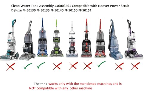 Image of Clean Water Tank Assembly 440003501 Compatible with Hoover Power Scrub Deluxe FH50130 FH50135 FH50140 FH50150 FH50151 FH50152 FH50153