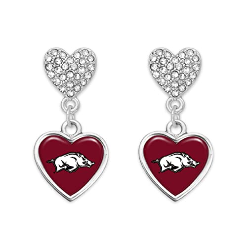 Arkansas Razorbacks Amara Silver Crystal Heart Earrings Jewelry Gift UA