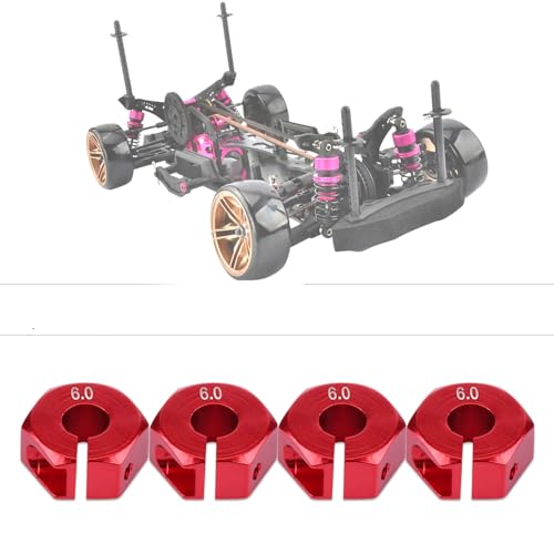 Dilwe Rad-Sechskant-Adapter, 12mm Universal-Rad-Sechskant-Adapter für HSP 1/10 RC Auto(6 mm / 0,24 Zoll- Rot)