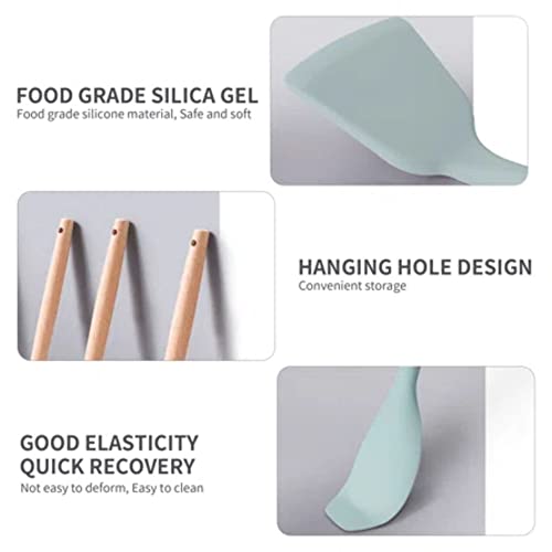 Kitchen Cooking Utensil & Knife Set/Wooden Handles, Heat Resistant Cookware With Staninless Steel Knives + Cutting Board + Storage Holder - 19 Pcs #TOP5