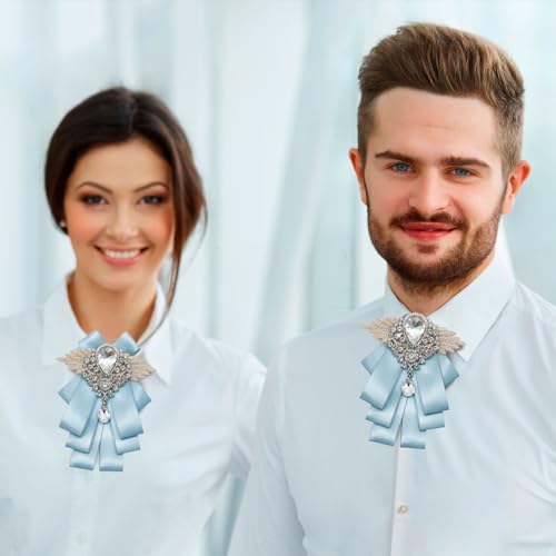 Image of Luckyvestir Womens Mens Bow Tie Ribbon Black Rhinestone Bow Ties Men Large Crystal Bowknot Bowtie for Wedding Party Banquet
