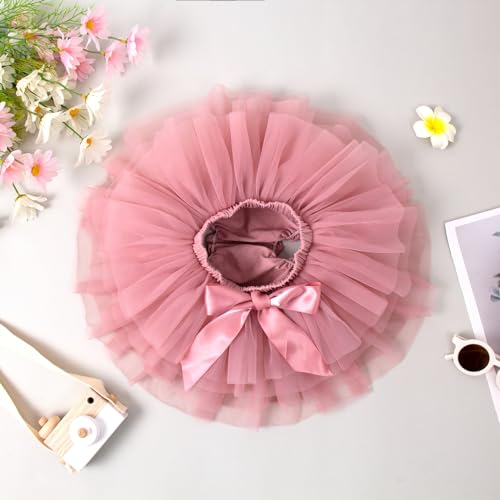 Image of 6M-3T Infant Baby Girl Tutu Skirt Toddler Girls Solid Color Tulle Skirts Birthday Outfits with Headband