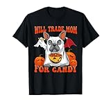 Costume da Frenchie per Halloween con zucche e ali da angelo e diavolo. Il miglior motivo per la festa di Halloween per voi o per la vostra famiglia. I proprietari di Frenchie e le mamme di bulldog francesi amano questo disegno.