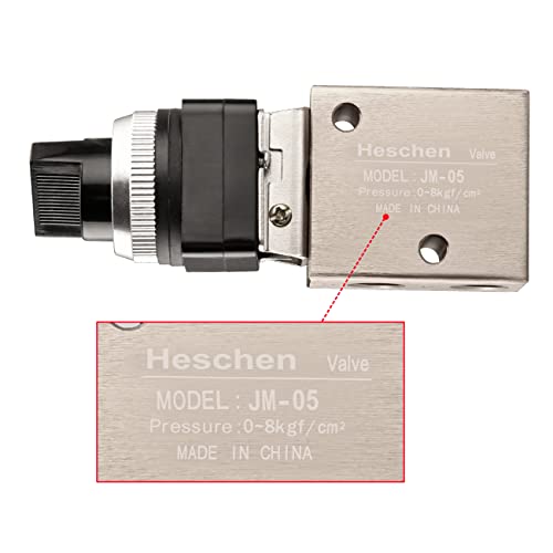 Image of Heschen Pneumatic Selective Knob Mechanical Air Valve, JM-05, 3 Way 2 Position, PT1 /4'', Normally Closed