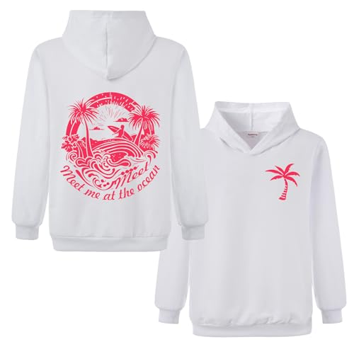 Xpialong Gifts Pink Hoodie Palm Boys Girls Pullovers Hoodies Childrens Tops Jumper (UK Age 11 Years 12 Years Regular White)