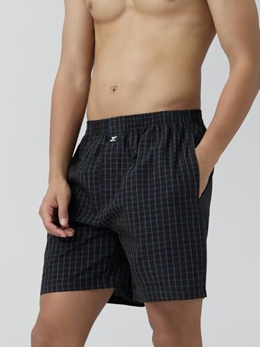 XYXX Men's Checkmate Relaxed Fit Cotton Boxer Shorts with Dual Pocket & No Marks Waistband (Pack of 2)