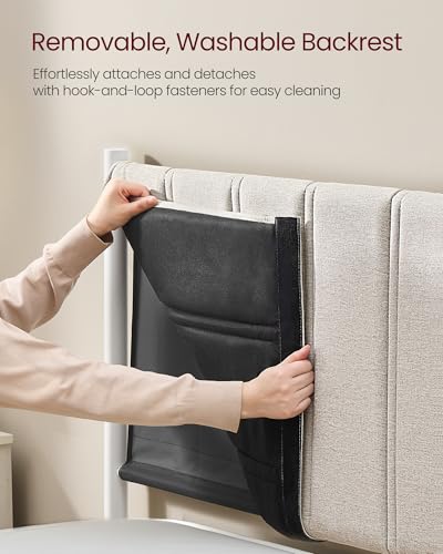 Image of VASAGLE Lift Up Storage Bed Frame, Full Size, Upholstered Headboard