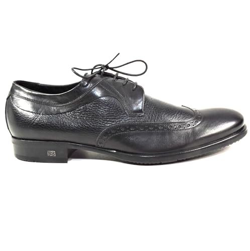 Baldinini Men's Black Leather Oxford Dress Shoes, Wingtip Brogue, Comfort Sole4