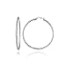 Sterling Silver 2mm Diamond-Cut Round Hoop Earrings, 20mm