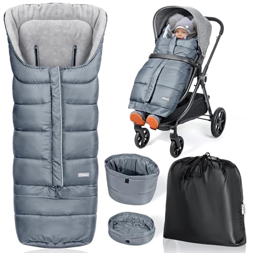 Image of Orzbow Stroller Footmuff Universal - Weather-Proof Bunting Bag for Toddler, Warm Fleece Sleeping Bag for Cold Weather, Easily Attaches to Most Strollers, Baby Boys Girls Winter Essentials, Grey