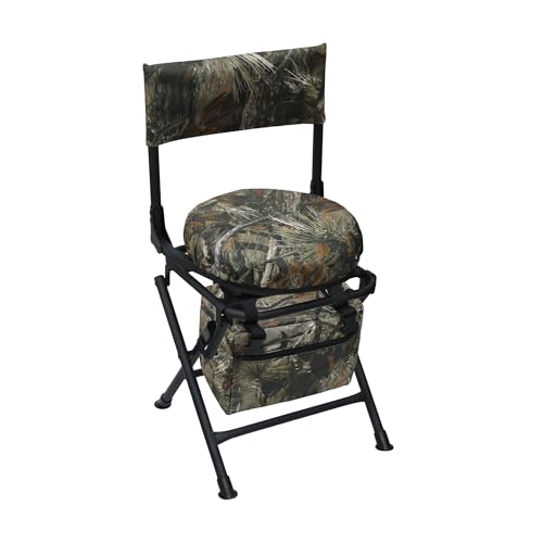MDSTOP 360 Degree Swivel Hunting Chair for Ground Blinds, Folding Hunting Seat, Fishing Chair, Lightweight, Portable, Padded Cushion for Dove Deer Hun