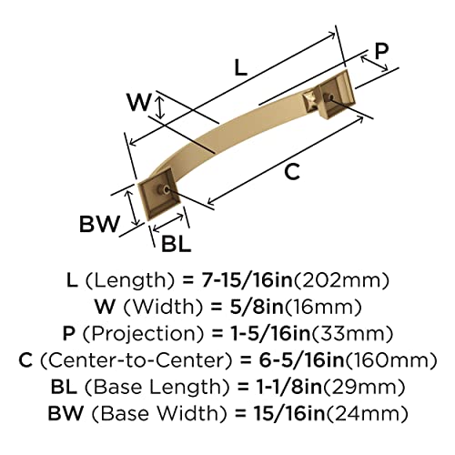 Image of Amerock | Cabinet Pull | Champagne Bronze | 6-5 /16 in (160 mm) Center-to-Center Drawer Pull | Candler | Kitchen and Bath Hardware | Furniture Hardware