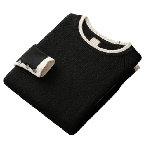 Suéter de cachemira jacquard para hombre de punto grueso con bloques de color